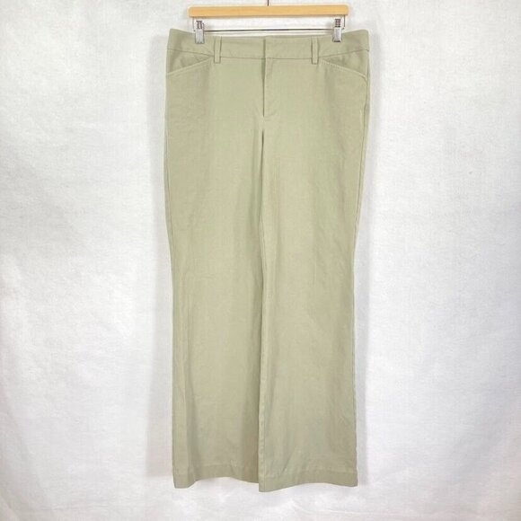 Eddie Bauer Slightly Curvy Flare Leg Pants 12Tall Khaki - Picture 1 of 6